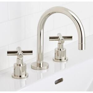 NEW Rejuvenation Waterhouse Short Spout Bathroom Faucet Widespread Cross Chrome